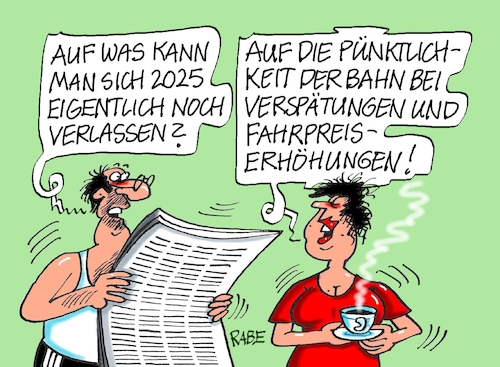 Cartoon: Pünktlicher Verlass (medium) by RABE tagged silvester,silvesterfeier,neujahr,rabe,ralf,böhme,cartoon,karikatur,pressezeichnung,farbcartoon,tagescartoon,musical,theater,jahresrückblick,wünsch,db,bahn,pünktlichkeit,fahrpreis,preissteigerung,verlass,silvester,silvesterfeier,neujahr,rabe,ralf,böhme,cartoon,karikatur,pressezeichnung,farbcartoon,tagescartoon,musical,theater,jahresrückblick,wünsch,db,bahn,pünktlichkeit,fahrpreis,preissteigerung,verlass