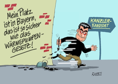 Cartoon: Pump up the Volume (medium) by RABE tagged bayern,söder,ministerpräsident,csu,münchen,landtagswahl,rabe,ralf,böhme,cartoon,karikatur,pressezeichnung,farbcartoon,tagescartoon,kanzler,kanzlerkandidat,kanzlerkandidatur,kanzleramt,verzicht,absage,wärmepumpen,wärmepumpengesetz,wegweiser,hauswand,pinsel,farbeimer,bayern,söder,ministerpräsident,csu,münchen,landtagswahl,rabe,ralf,böhme,cartoon,karikatur,pressezeichnung,farbcartoon,tagescartoon,kanzler,kanzlerkandidat,kanzlerkandidatur,kanzleramt,verzicht,absage,wärmepumpen,wärmepumpengesetz,wegweiser,hauswand,pinsel,farbeimer