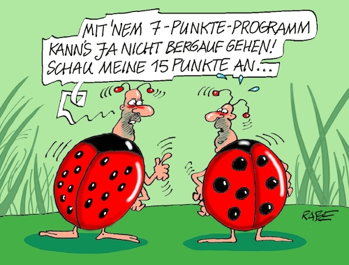 Cartoon: Punktestand (medium) by RABE tagged ampel,ampelregierung,rot,grün,gelb,fdp,spd,grüne,rabe,ralf,böhme,cartoon,karikatur,pressezeichnung,farbcartoon,tagescartoon,parteien,wahlprogramme,punkte,punkteplan,punktepläne,marienkäfer,käfer,flügeldecke,insekten,wiese,gräser,ampel,ampelregierung,rot,grün,gelb,fdp,spd,grüne,rabe,ralf,böhme,cartoon,karikatur,pressezeichnung,farbcartoon,tagescartoon,parteien,wahlprogramme,punkte,punkteplan,punktepläne,marienkäfer,käfer,flügeldecke,insekten,wiese,gräser