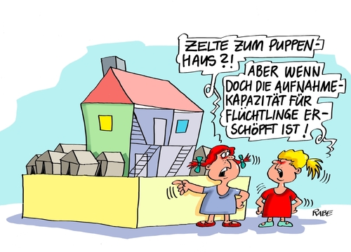 Cartoon: Puppenhaus (medium) by RABE tagged asylanten,ausländerwohnheim,zelte,zeltstadt,asylheim,migranten,rabe,ralf,böhme,cartoon,karikatur,pressezeichnung,farbcartoon,tagescartoon,puppenhaus,unterkünfte,mädchen,csu,bayern,seehofer,asylanten,ausländerwohnheim,zelte,zeltstadt,asylheim,migranten,rabe,ralf,böhme,cartoon,karikatur,pressezeichnung,farbcartoon,tagescartoon,puppenhaus,unterkünfte,mädchen,csu,bayern,seehofer