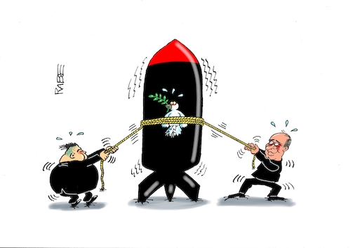 Cartoon: Putin und Kim (medium) by RABE tagged russe,russland,putin,panzer,angst,rabe,ralf,böhme,cartoon,karikatur,pressezeichnung,farbcartoon,tagescartoon,nordkorea,vertrag,partnerschaft,staatsbesuch,kim,jong,un,friedenstaube,fesselung,bombe,atombombe,ukrainekrieg,russe,russland,putin,panzer,angst,rabe,ralf,böhme,cartoon,karikatur,pressezeichnung,farbcartoon,tagescartoon,nordkorea,vertrag,partnerschaft,staatsbesuch,kim,jong,un,friedenstaube,fesselung,bombe,atombombe,ukrainekrieg