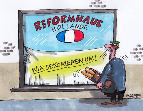 Cartoon: Reformhaus (medium) by RABE tagged frankreich,paris,hollande,reform,reformhaus,regierung,regierungsumbildung,neustrukturierung,rabe,ralf,böhme,cartoon,karikatur,pressezeichnung,farbcartoon,tagescartoon,dekoration,umdekoration,schaufenster,schaufenstergestaltung,baquette,schaufensterscheibe,frankreich,paris,hollande,reform,reformhaus,regierung,regierungsumbildung,neustrukturierung,rabe,ralf,böhme,cartoon,karikatur,pressezeichnung,farbcartoon,tagescartoon,dekoration,umdekoration,schaufenster,schaufenstergestaltung,baquette,schaufensterscheibe