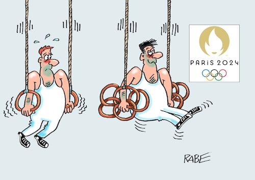 Cartoon: Ringereihen (medium) by RABE tagged emmanuel,macron,frankreich,paris,präsidentschaftswahl,le,pen,rn,re,rechte,liberale,rabe,ralf,böhme,cartoon,karikatur,pressezeichnung,farbcartoon,tagescartoon,olympia,olympiade,sommerspiele,sommerolympiade,sport,turner,ringe,kür,emmanuel,macron,frankreich,paris,präsidentschaftswahl,le,pen,rn,re,rechte,liberale,rabe,ralf,böhme,cartoon,karikatur,pressezeichnung,farbcartoon,tagescartoon,olympia,olympiade,sommerspiele,sommerolympiade,sport,turner,ringe,kür