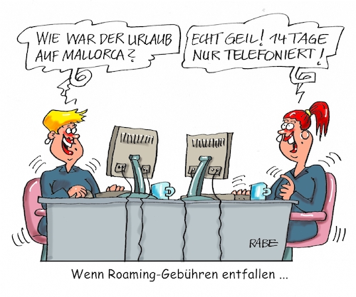 Cartoon: Roaminggebühren (medium) by RABE tagged roaminggebühren,eu,ausland,telefonate,handy,smartphone,kosten,zusatzkosten,rabe,ralf,böhme,cartoon,karikatur,pressezeichnung,farbcartoon,tagescartoon,urlaub,mallorca,büro,geil,pc,roaminggebühren,eu,ausland,telefonate,handy,smartphone,kosten,zusatzkosten,rabe,ralf,böhme,cartoon,karikatur,pressezeichnung,farbcartoon,tagescartoon,urlaub,mallorca,büro,geil,pc