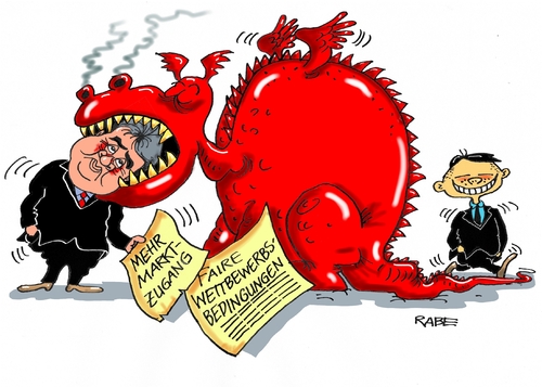 Cartoon: Roter Drachen (medium) by RABE tagged china,peking,wirtschaftsbesuch,wirtschaftsminister,gabriel,spd,irritationen,investitionen,raubkopein,konjunktur,rabe,ralf,böhme,cartoon,karikatur,pressezeichnung,farbcartoon,tagescartoon,drachenrot,dompteur,rachen,chinese,schwanz,tritt,marktzugang,wettbewerbsbedingungen,china,peking,wirtschaftsbesuch,wirtschaftsminister,gabriel,spd,irritationen,investitionen,raubkopein,konjunktur,rabe,ralf,böhme,cartoon,karikatur,pressezeichnung,farbcartoon,tagescartoon,drachenrot,dompteur,rachen,chinese,schwanz,tritt,marktzugang,wettbewerbsbedingungen