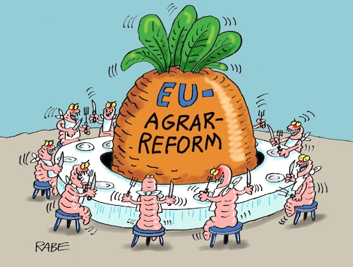 Cartoon: Rübensalat (medium) by RABE tagged eu,agrarreform,agrarwirtschaft,landwirte,bauern,europa,rabe,ralf,böhme,cartoon,karikatur,pressezeichnung,farbcartoon,tagescartoon,rübe,acker,runkelrübe,raupen,maden,tisch,lätzchen,eßbesteck,teller,landwirtschaftsminister,agrarpolitik,europaparlament,eu,agrarreform,agrarwirtschaft,landwirte,bauern,europa,rabe,ralf,böhme,cartoon,karikatur,pressezeichnung,farbcartoon,tagescartoon,rübe,acker,runkelrübe,raupen,maden,tisch,lätzchen,eßbesteck,teller,landwirtschaftsminister,agrarpolitik,europaparlament