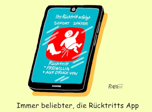 Cartoon: Rücktritts App (medium) by RABE tagged cdu,landtagswahlen,thüringen,erfurt,wahldebakel,akk,rücktritt,kanzlerkandidatur,rabe,ralf,böhme,cartoon,karikatur,pressezeichnung,farbcartoon,tagescartoon,rücktrittsforderung,rücktrittsapp,app,handy,kliensmann,kardinal,marx,mohring,lindner,appgalerie,cdu,landtagswahlen,thüringen,erfurt,wahldebakel,akk,rücktritt,kanzlerkandidatur,rabe,ralf,böhme,cartoon,karikatur,pressezeichnung,farbcartoon,tagescartoon,rücktrittsforderung,rücktrittsapp,app,handy,kliensmann,kardinal,marx,mohring,lindner,appgalerie