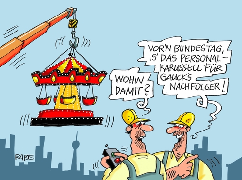 Cartoon: Rummel (medium) by RABE tagged gauck,bundespräsident,rücktritt,amtszeit,amtsinhaber,bellevue,karussell,rummel,bundestag,personaldebatte,nachfolger,kritik,menschenrechte,demokratie,rabe,ralf,böhme,cartoon,karikatur,pressezeichnung,farbcartoon,tagescartoon,mahner,pfarrer,gauck,bundespräsident,rücktritt,amtszeit,amtsinhaber,bellevue,karussell,rummel,bundestag,personaldebatte,nachfolger,kritik,menschenrechte,demokratie,rabe,ralf,böhme,cartoon,karikatur,pressezeichnung,farbcartoon,tagescartoon,mahner,pfarrer