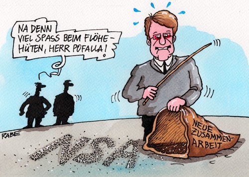 Cartoon: Sack Flöhe (medium) by RABE tagged pofalla,cdu,nsa,geheimdienst,spionage,spionageaffäre,kanzleramtsminister,berlin,snowden,enthüllung,geheimdienstzusammenarbeit,bundesregierung,rabe,ralf,böhme,cartoon,karikatur,pressezeichnung,farbcartoon,floh,flöhe,flohzirkus,sack,hüter,flohbiss,insekt,usa,kontrollgremium,sitzung,obama,handy,merkel,bespitzelung,abhören,sondersitzung,verfassungsschutz,bnd,bundesnachrichtendienst,pofalla,cdu,nsa,geheimdienst,spionage,spionageaffäre,kanzleramtsminister,berlin,snowden,enthüllung,geheimdienstzusammenarbeit,bundesregierung,rabe,ralf,böhme,cartoon,karikatur,pressezeichnung,farbcartoon,floh,flöhe,flohzirkus,sack,hüter,flohbiss,insekt,usa,kontrollgremium,sitzung,obama,handy,merkel,bespitzelung,abhören,sondersitzung,verfassungsschutz,bnd,bundesnachrichtendienst