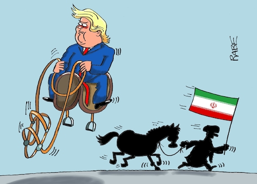 Cartoon: Sattelfest (medium) by RABE tagged trump,präsident,usa,donald,einmarsch,erstürmung,cartoon,karikatur,pressezeichnung,rabe,ralf,böhme,farbcartoon,tagescartoon,venezuela,südamerika,maduro,regimewechsel,weltordnung,kongress,völkerrecht,sattel,pferd,sattelfest,mullah,iran,irankrieg,hormus,blockate,rohöltanker,trump,präsident,usa,donald,einmarsch,erstürmung,cartoon,karikatur,pressezeichnung,rabe,ralf,böhme,farbcartoon,tagescartoon,venezuela,südamerika,maduro,regimewechsel,weltordnung,kongress,völkerrecht,sattel,pferd,sattelfest,mullah,iran,irankrieg,hormus,blockate,rohöltanker