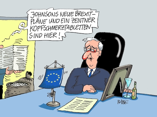 Cartoon: Schädelbrummen (medium) by RABE tagged brexit,no,deal,johnson,boris,downing,street,austritt,eu,brüssel,london,rabe,ralf,böhme,cartoon,karikatur,pressezeichnung,farbcartoon,tagescartoon,juncker,luxemburg,pläne,kopfschmerztabletten,neuverhandlungen,parlament,zwangsurlaub,gerichtsurteil,brexit,no,deal,johnson,boris,downing,street,austritt,eu,brüssel,london,rabe,ralf,böhme,cartoon,karikatur,pressezeichnung,farbcartoon,tagescartoon,juncker,luxemburg,pläne,kopfschmerztabletten,neuverhandlungen,parlament,zwangsurlaub,gerichtsurteil