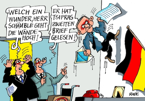 Cartoon: Schäuble kann gehen (medium) by RABE tagged brief,reformpaket,finanzchefs,finanzminister,schäuble,schuldenschnitt,brüssel,ezb,tsipras,volksabstimmung,schulz,juncker,iwf,grexit,rollstuhl,varoufakis,wand,syriza,tagescartoon,farbcartoon,pressezeichnung,karikatur,cartoon,böhme,ralf,rabe,linksbündnis,eurozone,austritt,athen,griechenland,griechenland,athen,austritt,eurozone,linksbündnis,rabe,ralf,böhme,cartoon,karikatur,pressezeichnung,farbcartoon,tagescartoon,syriza,tsipras,ezb,brüssel,schuldenschnitt,schäuble,finanzminister,finanzchefs,reformpaket,brief,wand,varoufakis,rollstuhl,grexit,iwf,juncker,schulz,volksabstimmung