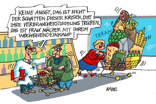 Cartoon: Schattiges (medium) by RABE tagged verbraucher,kunden,anschaffungen,krise,krisengebiete,konjunktur,rabe,ralf,böhme,cartoon,karikatur,pressezeichnung,farbcartoon,tagescartoon,verbraucherstimmung,supemarkt,warenregale,einkaufswagen,schatten,krisenherde,verbraucher,kunden,anschaffungen,krise,krisengebiete,konjunktur,rabe,ralf,böhme,cartoon,karikatur,pressezeichnung,farbcartoon,tagescartoon,verbraucherstimmung,supemarkt,warenregale,einkaufswagen,schatten,krisenherde