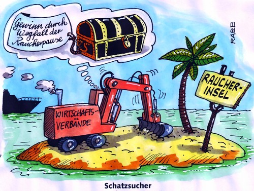 Cartoon: Schatzinsel (medium) by RABE tagged wirtschaft,wirtschaftsbosse,wirtschaftsverbände,einsparung,gewinn,konjunktur,euro,raucher,raucherpause,raucherinsel,rauchfrei,zigaretten,tabak,arbeitszeit,pause,mitarbeiter,nichtraucher,belegschaft,büro,arbeitsplatz,aschbecher,nichtraucherzone,raucherzone,produktivität,mehreinnahmen,wirtschaft,wirtschaftsbosse,wirtschaftsmnister,konjunktur,gewinn,aufschwung,mitarbeiter,mehreinnahmen