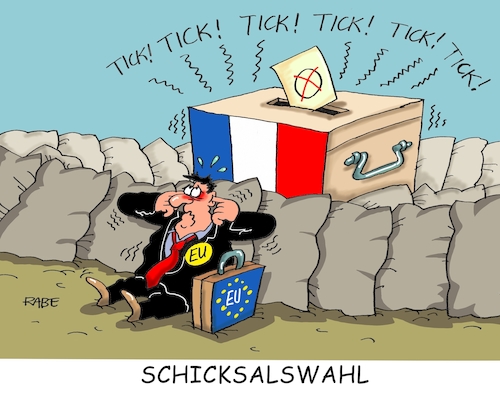 Cartoon: Schicksalswahl (medium) by RABE tagged frankreich,paris,schicksal,schicksalswahl,präsidentschaftswahl,macron,le,pen,recht,neonazis,eu,brüssel,rabe,ralf,böhme,cartoon,karikatur,pressezeichnung,farbcartoon,tagescartoon,whlurne,stimmzettel,sprengstoff,zeitzünder,stichwahl,staatsoberhaupt,stimmabgabe,frankreich,paris,schicksal,schicksalswahl,präsidentschaftswahl,macron,le,pen,recht,neonazis,eu,brüssel,rabe,ralf,böhme,cartoon,karikatur,pressezeichnung,farbcartoon,tagescartoon,whlurne,stimmzettel,sprengstoff,zeitzünder,stichwahl,staatsoberhaupt,stimmabgabe