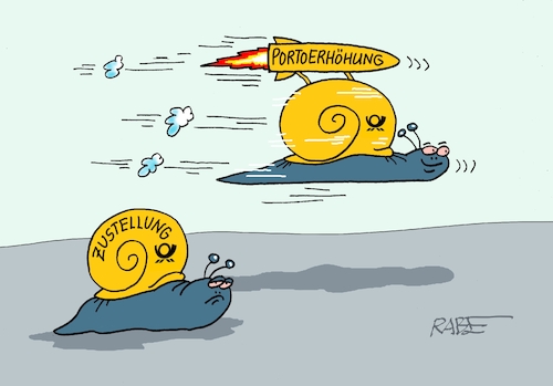 Cartoon: Schneckenpost (medium) by RABE tagged merz,kanzler,koalition,union,spd,klingbeil,cartoon,karikatur,pressezeichnung,farbcartoon,tagescartoon,db,bahn,frühling,frühjahr,frühjahrsputz,ice,zug,blumenkasten,blumenkästen,esc,songcontest,post,briefe,briefporto,portoerhöhung,preiserhöhung,briefträger,schnecke,rakete,schneckenhaus,merz,kanzler,koalition,union,spd,klingbeil,cartoon,karikatur,pressezeichnung,farbcartoon,tagescartoon,db,bahn,frühling,frühjahr,frühjahrsputz,ice,zug,blumenkasten,blumenkästen,esc,songcontest,post,briefe,briefporto,portoerhöhung,preiserhöhung,briefträger,schnecke,rakete,schneckenhaus