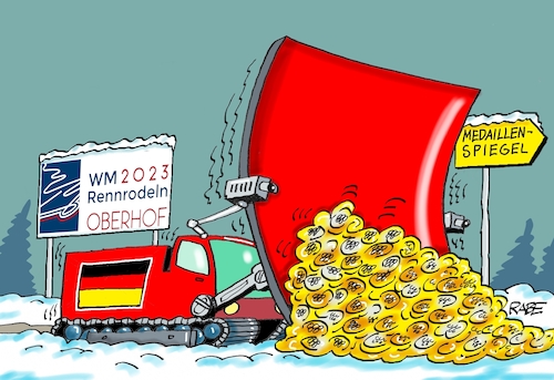 Cartoon: Schneepflüger (medium) by RABE tagged oberhof,rennrodler,rennrodeln,schlitten,bob,bobbahn,eiskanal,sportler,rabe,ralf,böhme,cartoon,karikatur,pressezeichnung,farbcartoon,tagescartoon,schneepflug,schneefräse,räumtechnik,medaillen,goldmedaille,medaillenregen,oberhof,rennrodler,rennrodeln,schlitten,bob,bobbahn,eiskanal,sportler,rabe,ralf,böhme,cartoon,karikatur,pressezeichnung,farbcartoon,tagescartoon,schneepflug,schneefräse,räumtechnik,medaillen,goldmedaille,medaillenregen