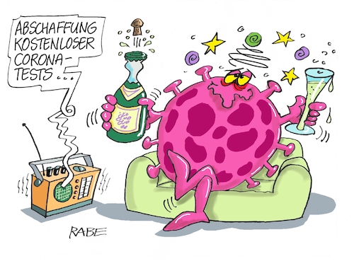 Cartoon: Schnell abgeschafft (medium) by RABE tagged corona,kliniken,intensivbetten,überbelegung,op,operationen,omikron,boosterimpfung,coronamaßnahmen,coronakurs,lockerungen,märz,freedomday,schutzmaßnahmen,abschaffung,schnelltests,coronatests,testzentrum,teststäbchen,lauterbach,couch,sekt,radio,feier,corona,kliniken,intensivbetten,überbelegung,op,operationen,omikron,boosterimpfung,coronamaßnahmen,coronakurs,lockerungen,märz,freedomday,schutzmaßnahmen,abschaffung,schnelltests,coronatests,testzentrum,teststäbchen,lauterbach,couch,sekt,radio,feier