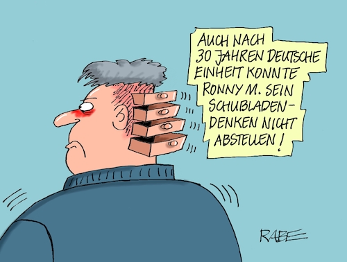 Cartoon: Schubladendenker (medium) by RABE tagged deutsche,einheit,einheitsfeier,festakt,ost,west,ossi,wessi,rabhe,ralf,böhme,cartoon,karikatur,pressezeichnung,farbcartoon,tagescartoon,schubladen,schubladendenker,altbundesländer,denker,deutsche,einheit,einheitsfeier,festakt,ost,west,ossi,wessi,rabhe,ralf,böhme,cartoon,karikatur,pressezeichnung,farbcartoon,tagescartoon,schubladen,schubladendenker,altbundesländer,denker