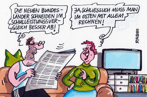 Cartoon: Schulleistungsvergleich (medium) by RABE tagged schulleistung,schulleistungsvergleich,vergleich,schulbildung,schulbildungsvergleich,bildung,schule,pisa,pisastudie,bundesländer,osten,westen,rabe,ralf,böhme,cartoon,karikatur,pressezeichnung,farbcartoon,lehrer,schüler,unterricht,sachsen,thüringen,sachsenanhalt,bildungsminister,klasse,schulklasse,mathe,mathematik,chemi,naturwissenschaften,deutsch,bildungsniveau,rechnen,schulleistung,schulleistungsvergleich,vergleich,schulbildung,schulbildungsvergleich,bildung,schule,pisa,pisastudie,bundesländer,osten,westen,rabe,ralf,böhme,cartoon,karikatur,pressezeichnung,farbcartoon,lehrer,schüler,unterricht,sachsen,thüringen,sachsenanhalt,bildungsminister,klasse,schulklasse,mathe,mathematik,chemi,naturwissenschaften,deutsch,bildungsniveau,rechnen