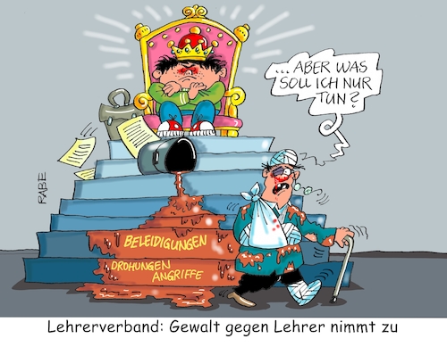 Cartoon: Schulopfer (medium) by RABE tagged lehrerin,schüler,schulklasse,klassenzimmer,unterricht,bewunderung,rabe,ralf,böhme,cartoon,karikatur,pressezeichnung,farbcartoon,übergriffe,belästigung,gewalt,beleidigungen,drohungen,agression,erpressung,lehrerzimmer,bildungsminister,thron,könige,krone,gülle,lehrerin,schüler,schulklasse,klassenzimmer,unterricht,bewunderung,rabe,ralf,böhme,cartoon,karikatur,pressezeichnung,farbcartoon,übergriffe,belästigung,gewalt,beleidigungen,drohungen,agression,erpressung,lehrerzimmer,bildungsminister,thron,könige,krone,gülle