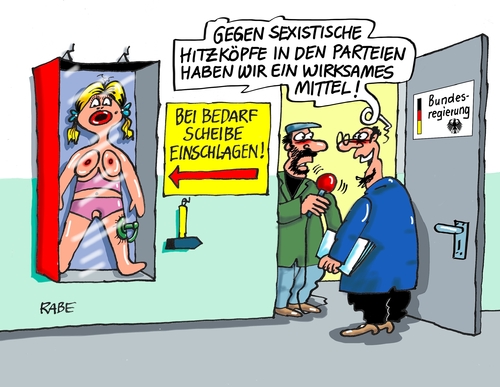 Cartoon: Sexismus (medium) by RABE tagged sexismus,übergriffe,anzüglichkeiten,frauen,parteien,cdu,csu,sexspielchen,beleidigungen,erniedrigungen,gleichberechtigung,rabe,ralf,böhme,cartoon,karikatur,pressezeichnung,farbcartoon,tagescartoon,bundestag,bundesparteien,sexspielzeug,sexismus,sex,übergriffe,anzüglichkeiten,frauen,parteien,cdu,csu,sexspielchen,beleidigungen,erniedrigungen,gleichberechtigung,rabe,ralf,böhme,cartoon,karikatur,pressezeichnung,farbcartoon,tagescartoon,bundestag,bundesparteien,sexspielzeug