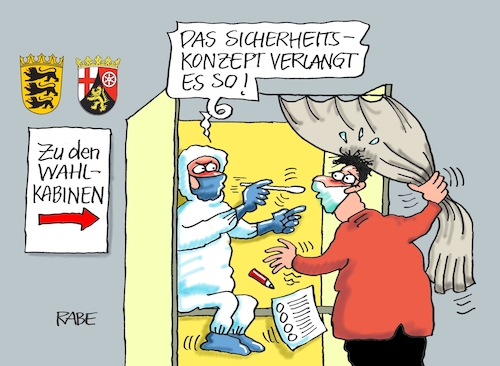 Cartoon: Sicher is sicher (medium) by RABE tagged corona,bundländerkonferenz,merkel,kanzleramt,lockerungen,stufenplan,öffnungen,lockdown,shutdown,baumärkte,impfdosen,rki,fallzahlen,inzidenzwert,landtagswahlen,rheinland,pfalz,baden,württemberg,sicherheitskonzept,schnelltests,wahlkabine,stimmzettel,nasenabstrich,sicher,corona,bundländerkonferenz,merkel,kanzleramt,lockerungen,stufenplan,öffnungen,lockdown,shutdown,baumärkte,impfdosen,rki,fallzahlen,inzidenzwert,landtagswahlen,rheinland,pfalz,baden,württemberg,sicherheitskonzept,schnelltests,wahlkabine,stimmzettel,nasenabstrich