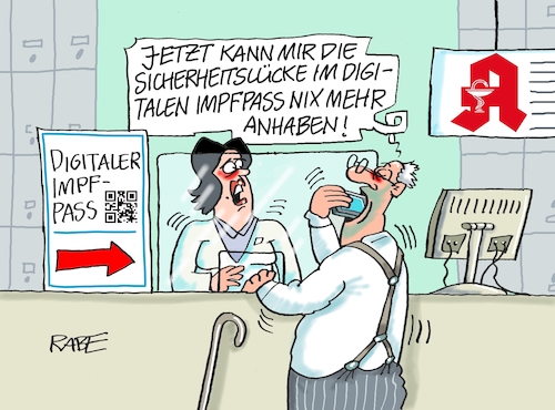 Cartoon: Sicherheitslücke (medium) by RABE tagged corona,bundländerkonferenz,merkel,kanzleramt,lockerungen,stufenplan,öffnungen,lockdown,shutdown,baumärkte,impfdosen,rki,fallzahlen,inzidenzwert,spahn,impfzentren,impfreihenfolge,notbremse,sicherheitslücke,handy,apotheken,impfpass,code,corona,bundländerkonferenz,merkel,kanzleramt,lockerungen,stufenplan,öffnungen,lockdown,shutdown,baumärkte,impfdosen,rki,fallzahlen,inzidenzwert,spahn,impfzentren,impfreihenfolge,notbremse,sicherheitslücke,handy,apotheken,impfpass,code