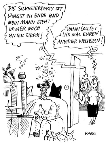 Cartoon: Silvesterstrom (medium) by RABE tagged stromanbieter,sparen,euro,silvester,silvesterparty,feiern,silvesterbowle,wechseln,gleichstrom,wechselstrom,stromkonzerne,elektroenergie,blitz,steckdose,jahreswechsel,prosit,neujahr,2011,alkohol,saufen,weinbrand,likör,besoffen,betrunken,sterne,torkeln,flaschen,mann,frau,stromanbieter,sparen,euro,silvester,silvesterparty,feiern,silvesterbowle,wechseln,gleichstrom,wechselstrom,elektroenergie,stromkonzerne,steckdose,blitz,strom,energie