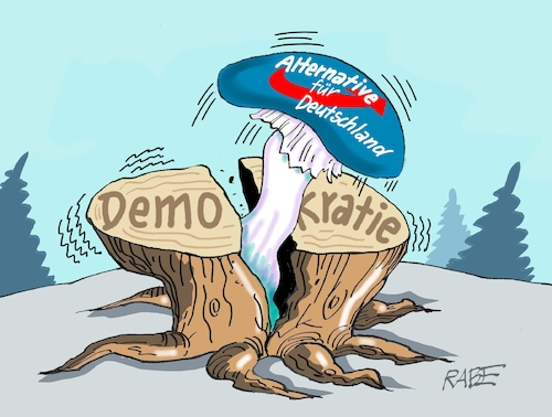 Cartoon: Spaltung (medium) by RABE tagged landtagswahl,thüringen,septemper,cdu,afd,mario,voigt,bernd,höcke,tv,duell,fernsehduell,rabe,ralf,böhme,cartoon,karikatur,pressezeichnung,farbcartoon,tagescartoon,spaltung,spaltpilz,giftpilz,pilz,demokratie,holz,baumstumpf,landtagswahl,thüringen,septemper,cdu,afd,mario,voigt,bernd,höcke,tv,duell,fernsehduell,rabe,ralf,böhme,cartoon,karikatur,pressezeichnung,farbcartoon,tagescartoon,spaltung,spaltpilz,giftpilz,pilz,demokratie,holz,baumstumpf