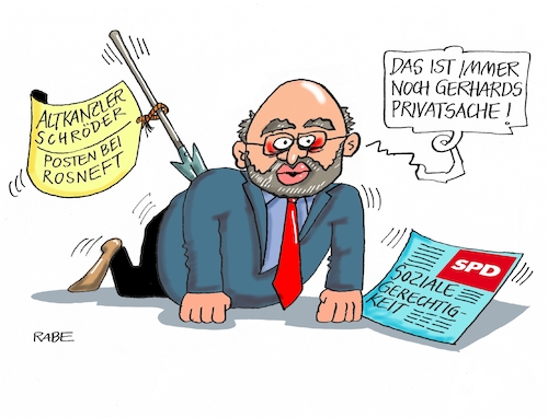 Cartoon: Speerspitze (medium) by RABE tagged martin,schulz,spd,wahlkampf,bundestagswahl,beamte,rentenkasse,rabe,ralf,böhme,cartoon,karikatur,pressezeichnung,farbcartoon,tagescartoon,rentner,nahles,gleichberechtigung,gerhard,schröder,altkanzler,putin,speerspitze,speer,posten,rosneft,oelkonzern,chefposten,umfragetief,privatsache,martin,schulz,spd,wahlkampf,bundestagswahl,beamte,rentenkasse,rabe,ralf,böhme,cartoon,karikatur,pressezeichnung,farbcartoon,tagescartoon,rentner,nahles,gleichberechtigung,gerhard,schröder,altkanzler,putin,speerspitze,speer,posten,rosneft,oelkonzern,chefposten,umfragetief,privatsache