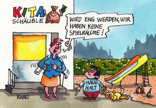 Cartoon: Spielräume (medium) by RABE tagged schäuble,bundesfinanzminister,haushalt,bundeshaushalt,cdu,koalitionhaushaltsetat,sparen,euro,haushaltsetat,spielräume,sparer,kurzungen,schulden,schuldenfrei,rabe,ralf,böhme,cartoon,karikatur,pressezeichnung,farbcartoon,kita,kindergarten,kindergartenplätze,kitaplatze,erzieherin,spielplatz,sandkiste,rutsche,ball,schaufel,teddy,kinder,schäuble,bundesfinanzminister,haushalt,bundeshaushalt,cdu,koalitionhaushaltsetat,sparen,euro,haushaltsetat,spielräume,sparer,kurzungen,schulden,schuldenfrei,rabe,ralf,böhme,cartoon,karikatur,pressezeichnung,farbcartoon,kita,kindergarten,kindergartenplätze,kitaplatze,erzieherin,spielplatz,sandkiste,rutsche,ball,schaufel,teddy,kinder