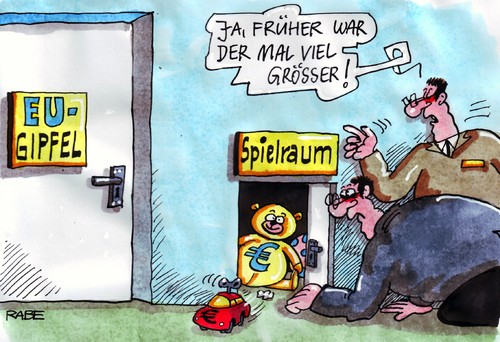 Cartoon: Spielzimmer (medium) by RABE tagged stabilität,euro,eurozone,eurokrise,eu,brüssel,eurogipfel,gipfeltreffen,staatschefs,regierungschefs,deutschland,frankreich,sarkozy,merkel,kanzlerin,cdu,schulden,schuldenkrise,rettungsschirm,griechenlan,juncker,banken,börse,rating,ratingagentur,spielraum,spielzimmer,spielsachen,euromünze,stabilität,euro,eurozone,eurokrise,brüssel,eurogipfel,gipfeltreffen,staatschefs,regierungschefs