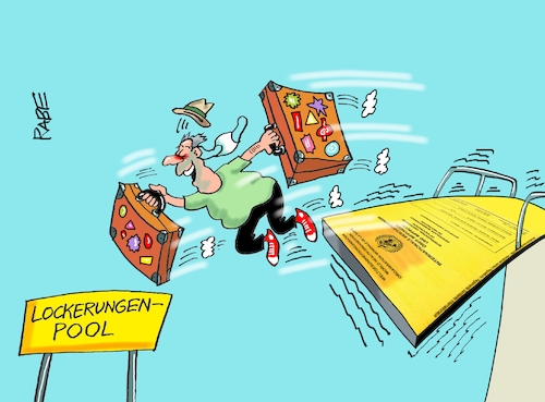 Cartoon: Sprungbrett (medium) by RABE tagged corona,bundländerkonferenz,merkel,kanzleramt,lockerungen,stufenplan,öffnungen,lockdown,shutdown,baumärkte,impfdosen,rki,fallzahlen,inzidenzwert,spahn,impfzentren,impfreihenfolge,notbremse,basin,pool,lockerungenpool,koffer,geimpfte,genesene,impfausweis,impfpass,impfapp,corona,bundländerkonferenz,merkel,kanzleramt,lockerungen,stufenplan,öffnungen,lockdown,shutdown,baumärkte,impfdosen,rki,fallzahlen,inzidenzwert,spahn,impfzentren,impfreihenfolge,notbremse,basin,pool,lockerungenpool,koffer,geimpfte,genesene,impfausweis,impfpass,impfapp