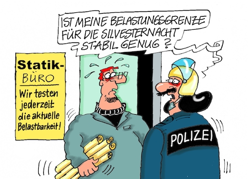 Cartoon: Statik testen (medium) by RABE tagged silvester,neujahr,jahresbeginn,prosit,rutsch,feuerwerk,böller,neujahrsansprache,silvesteransprache,rabe,ralf,böhme,cartoon,karikatur,pressezeichnung,farbcartoon,tagescartoon,tv,rede,alexa,amazon,statik,belastung,belastbarkeit,test,polizei,polizeieinsatz,silvester,neujahr,jahresbeginn,prosit,rutsch,feuerwerk,böller,neujahrsansprache,silvesteransprache,rabe,ralf,böhme,cartoon,karikatur,pressezeichnung,farbcartoon,tagescartoon,tv,rede,alexa,amazon,statik,belastung,belastbarkeit,test,polizei,polizeieinsatz