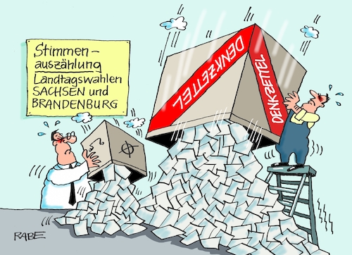 Cartoon: Stimmabgabe (medium) by RABE tagged landtagswahlen,wahlergebnisse,sachsen,brandenburg,groko,spd,cdu,rabe,ralf,böhme,cartoon,karikatur,pressezeichnung,farbcartoon,tagescartoon,arzt,doktor,csu,afd,verluste,rechte,populismus,denkzettel,wahlurne,stimmzettel,stimmenauszählung,landtagswahlen,wahlergebnisse,sachsen,brandenburg,groko,spd,cdu,rabe,ralf,böhme,cartoon,karikatur,pressezeichnung,farbcartoon,tagescartoon,arzt,doktor,csu,afd,verluste,rechte,populismus,denkzettel,wahlurne,stimmzettel,stimmenauszählung