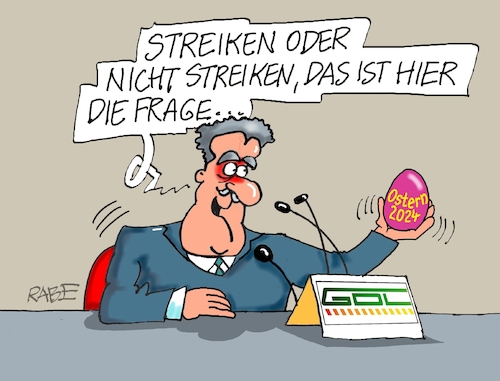 Cartoon: Streikei (medium) by RABE tagged bahn,db,bahnkunden,fahrpreis,fahrpreiserhöhung,rabe,ralf,böhme,cartoon,karikatur,pressezeichnung,farbcartoon,tagescartoon,schnellzug,bahnticket,schlusslicht,passagiere,bahnreisende,puffer,weselsky,strei,gdl,lokführer,ostern,osterfest,osterfeietage,osterei,shakespaere,bahn,db,bahnkunden,fahrpreis,fahrpreiserhöhung,rabe,ralf,böhme,cartoon,karikatur,pressezeichnung,farbcartoon,tagescartoon,schnellzug,bahnticket,schlusslicht,passagiere,bahnreisende,puffer,weselsky,strei,gdl,lokführer,ostern,osterfest,osterfeietage,osterei,shakespaere