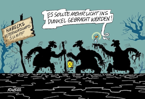 Cartoon: Sumpflandschaft (medium) by RABE tagged klima,klimaziele,klimawende,ampel,wissing,streit,umsetzung,rabe,ralf,böhme,cartoon,karikatur,pressezeichnung,farbcartoon,tagescartoon,dürre,klimakatastrophe,robert,habeck,grüne,umwelt,ministerium,trauzeuge,vetter,vetternwirtschaft,mauschelei,aufklärung,sumpf,sumpgebiet,licht,dunkelheit,wegweiser,kerze,laterne,moor,klima,klimaziele,klimawende,ampel,wissing,streit,umsetzung,rabe,ralf,böhme,cartoon,karikatur,pressezeichnung,farbcartoon,tagescartoon,dürre,klimakatastrophe,robert,habeck,grüne,umwelt,ministerium,trauzeuge,vetter,vetternwirtschaft,mauschelei,aufklärung,sumpf,sumpgebiet,licht,dunkelheit,wegweiser,kerze,laterne,moor