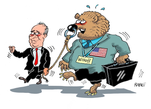 Cartoon: Tanzbärchen (medium) by RABE tagged merz,union,kanzler,fritze,koalition,spd,klingbeil,bundesregierung,rabe,ralf,böhme,cartoon,karikatur,pressezeichnung,farbcartoon,tagescartoon,trump,putin,krisen,tv,nachrichten,waschmaschine,usa,russland,verhandlung,frieden,friedensplan,steve,witkoff,wunderwaffe,arena,bär,tanzbär,nasenring,unterhändler,moskau,kreml,ukraine,ukrainekrieg,merz,union,kanzler,fritze,koalition,spd,klingbeil,bundesregierung,rabe,ralf,böhme,cartoon,karikatur,pressezeichnung,farbcartoon,tagescartoon,trump,putin,krisen,tv,nachrichten,waschmaschine,usa,russland,verhandlung,frieden,friedensplan,steve,witkoff,wunderwaffe,arena,bär,tanzbär,nasenring,unterhändler,moskau,kreml,ukraine,ukrainekrieg