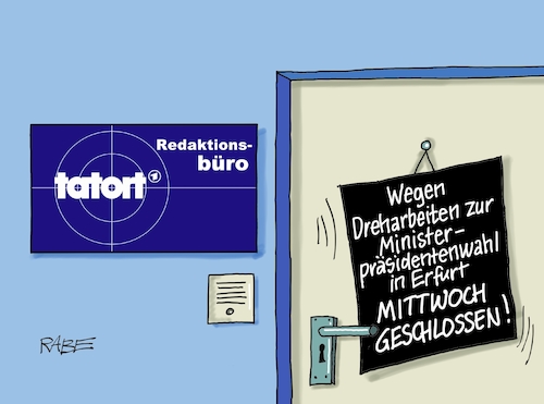 Cartoon: Tatort Landtag (medium) by RABE tagged landtagswahlen,wahlergebnisse,sachsen,brandenburg,groko,spd,cdu,rabe,ralf,böhme,cartoon,karikatur,pressezeichnung,farbcartoon,tagescartoon,arzt,doktor,csu,afd,verluste,rechte,populismus,erfurt,thüringen,bodo,ramelow,mike,mohring,fdp,kemmler,höcke,minderheitsregierung,tatort,krimi,sonntagskrimi,ard,mittwochskrimi,landtagswahlen,wahlergebnisse,sachsen,brandenburg,groko,spd,cdu,rabe,ralf,böhme,cartoon,karikatur,pressezeichnung,farbcartoon,tagescartoon,arzt,doktor,csu,afd,verluste,rechte,populismus,erfurt,thüringen,bodo,ramelow,mike,mohring,fdp,kemmler,höcke,minderheitsregierung,tatort,krimi,sonntagskrimi,ard,mittwochskrimi