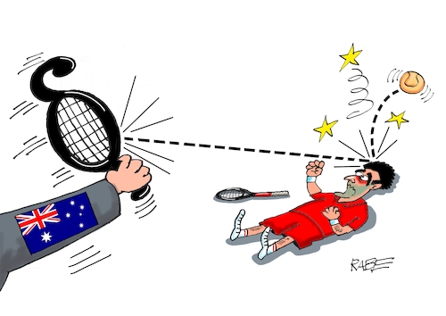 Cartoon: Tennisstar (medium) by RABE tagged corona,kliniken,intensivbetten,überbelegung,op,operationen,hüftgelenk,kleintierpraxis,tierarzt,tierarztpraxis,hund,rentner,intensivstation,djokovic,australien,australienopen,open,heimreise,gericht,tennisschläger,tennisball,gerichtsbeschluss,serbien,serbe,paragraph,justizurteil,corona,kliniken,intensivbetten,überbelegung,op,operationen,hüftgelenk,kleintierpraxis,tierarzt,tierarztpraxis,hund,rentner,intensivstation,djokovic,australien,australienopen,open,heimreise,gericht,tennisschläger,tennisball,gerichtsbeschluss,serbien,serbe,paragraph,justizurteil