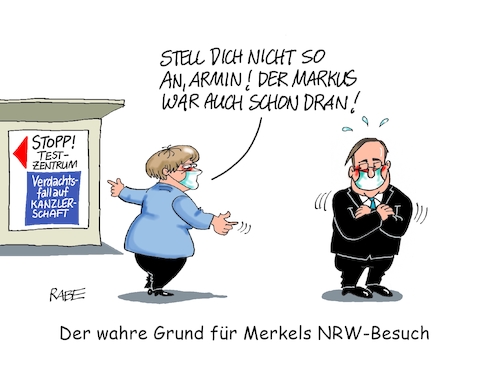 Cartoon: Testzentrale Merkel (medium) by RABE tagged virus,corona,pandemie,coronakrise,rabe,ralf,böhme,cartoon,karikatur,pressezeichnung,farbcartoon,tagescartoon,viren,virenschutz,mundschutz,desinfektion,föderal,föderalismus,ländersache,schnelltest,testpflicht,nrw,ministerpräsident,armin,laschet,markus,söder,merkel,kanzlerin,besuch,zeche,maskenpflicht,kanzlerkandidat,bundestagswahl,virus,corona,pandemie,coronakrise,rabe,ralf,böhme,cartoon,karikatur,pressezeichnung,farbcartoon,tagescartoon,viren,virenschutz,mundschutz,desinfektion,föderal,föderalismus,ländersache,schnelltest,testpflicht,nrw,ministerpräsident,armin,laschet,markus,söder,merkel,kanzlerin,besuch,zeche,maskenpflicht,kanzlerkandidat,bundestagswahl