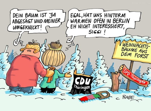 Cartoon: Thüringer Forst (medium) by RABE tagged lieberknecht,thüringen,neuwahlen,cdu,linke,ramelow,grüne,sondierung,rabe,ralf,böhme,cartoon,karikatur,pressezeichnung,farbcartoon,tagescartoon,bausewein,spd,koalition,berlin,merkel,kanzlerin,gabriel,ofen,forst,weihnachtsbäume,weihnachtsbaumverkauf,linker,ministerpräsident,bodo,rotrotgrün,erfurt,landtag,lieberknecht,thüringen,neuwahlen,cdu,linke,ramelow,grüne,sondierung,rabe,ralf,böhme,cartoon,karikatur,pressezeichnung,farbcartoon,tagescartoon,bausewein,spd,koalition,berlin,merkel,kanzlerin,gabriel,ofen,forst,weihnachtsbäume,weihnachtsbaumverkauf,linker,ministerpräsident,bodo,rotrotgrün,erfurt,landtag