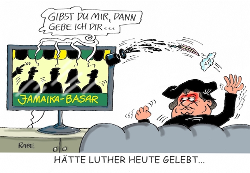 Cartoon: Tintenfasswurf (medium) by RABE tagged grüne,jamaika,sondierungsgespräche,regierungsbildung,amtshandlung,rabe,ralf,böhme,cartoon,karikatur,pressezeichnung,farbcartoon,tagescartoon,luther,teufel,tintenfass,wartburg,bibelübersetzung,reformation,reformationsjubiläum,grüne,jamaika,sondierungsgespräche,regierungsbildung,amtshandlung,rabe,ralf,böhme,cartoon,karikatur,pressezeichnung,farbcartoon,tagescartoon,luther,teufel,tintenfass,wartburg,bibelübersetzung,reformation,reformationsjubiläum