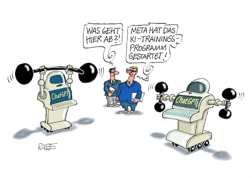 Cartoon: Trainingsprogramm (medium) by RABE tagged ki,meta,chatgpt,computer,rechner,cartoon,karikatur,rabe,ralf,böhme,pressezeichnung,farbcartoon,tagescartoon,facebook,instagram,training,hantel,trainingsprogramm,software,chat,assistent,konzern,ki,meta,chatgpt,computer,rechner,cartoon,karikatur,rabe,ralf,böhme,pressezeichnung,farbcartoon,tagescartoon,facebook,instagram,training,hantel,trainingsprogramm,software,chat,assistent,konzern