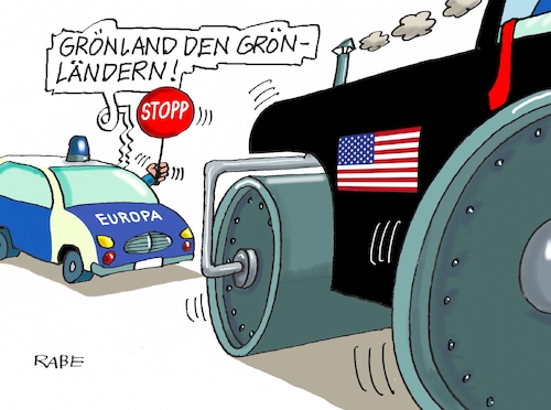 Cartoon: Trumpwalzer (medium) by RABE tagged trump,präsident,usa,donald,einmarsch,erstürmung,cartoon,karikatur,pressezeichnung,rabe,ralf,böhme,farbcartoon,tagescartoon,venezuela,südamerika,maduro,regimewechsel,weltordnung,kongress,völkerrecht,grönland,grönlandstreit,deal,bodenschätze,einnahme,okkupation,invasion,dampfwalze,polizei,eu,europa,grönländer,trump,präsident,usa,donald,einmarsch,erstürmung,cartoon,karikatur,pressezeichnung,rabe,ralf,böhme,farbcartoon,tagescartoon,venezuela,südamerika,maduro,regimewechsel,weltordnung,kongress,völkerrecht,grönland,grönlandstreit,deal,bodenschätze,einnahme,okkupation,invasion,dampfwalze,polizei,eu,europa,grönländer