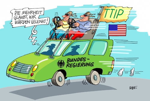 Cartoon: TTIP (medium) by RABE tagged ttip,usa,deutschland,handelsabkommen,merkel,obama,rabe,ralf,böhme,cartoon,karikatur,pressezeichnung,farbcartoon,tagescartoon,auto,pkw,bundesregierung,lenkung,lenkrad,lenker,freihandelsabkommen,ttip,usa,deutschland,handelsabkommen,merkel,obama,rabe,ralf,böhme,cartoon,karikatur,pressezeichnung,farbcartoon,tagescartoon,auto,pkw,bundesregierung,lenkung,lenkrad,lenker,freihandelsabkommen