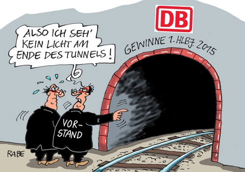 Cartoon: Tunnelblick (medium) by RABE tagged deutsche,bahn,ag,grube,weselski,bahnvorstandgewinn,halbjahr,bilanz,einbuße,licht,streik,wetter,verspätung,rabe,ralf,böhme,cartoon,karikatur,pressezeichnung,farbcartoon,tagescartoon,gleis,bahnschienen,vorstandsmitglied,deutsche,bahn,ag,grube,weselski,bahnvorstandgewinn,halbjahr,bilanz,einbuße,licht,streik,wetter,verspätung,rabe,ralf,böhme,cartoon,karikatur,pressezeichnung,farbcartoon,tagescartoon,gleis,bahnschienen,vorstandsmitglied