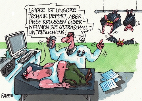 Cartoon: Ultraschall (medium) by RABE tagged fledermaus,vampir,blutsauger,sägetier,ultraschall,rabe,ralf,böhme,cartoon,karikatur,pressezeichnung,farbcartoon,tagescartoonarzt,patient,untersuchung,bildschirm,scann,sonographie,bauch,bauchraum,fledermaus,vampir,blutsauger,sägetier,ultraschall,rabe,ralf,böhme,cartoon,karikatur,pressezeichnung,farbcartoon,tagescartoonarzt,patient,untersuchung,bildschirm,scann,sonographie,bauch,bauchraum