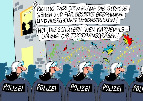 Cartoon: Umzugschützer (medium) by RABE tagged karneval,fasching,faschingsumzug,rosenmontag,rosenmontagsumzug,cartoon,karikatur,rabe,ralf,böhme,farbkcartoon,pressezeichnung,tagescartoon,narr,narren,elferrat,prunksitzung,maskenball,kostüm,kostümball,pappnase,kamelle,polizei,polizeischutz,anschlagvwinter,winterdienst,karneval,fasching,faschingsumzug,rosenmontag,rosenmontagsumzug,cartoon,karikatur,rabe,ralf,böhme,farbkcartoon,pressezeichnung,tagescartoon,narr,narren,elferrat,prunksitzung,maskenball,kostüm,kostümball,pappnase,kamelle,polizei,polizeischutz,anschlagvwinter,winterdienst